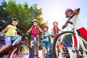 Happy children with their bicycles